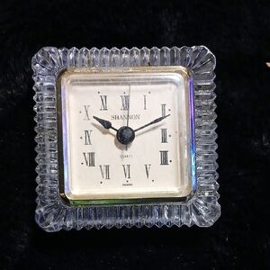 SHAN Clear Glass Square Clock with Roman Numerals